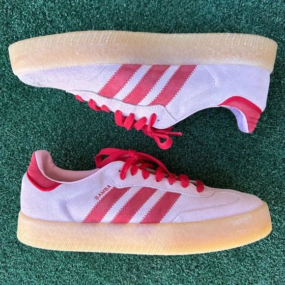 NWT Adidas Samba Sneaker Suede Leather Clear Pink Better Scarlet Red Gum 10.5 - Picture 3 of 14